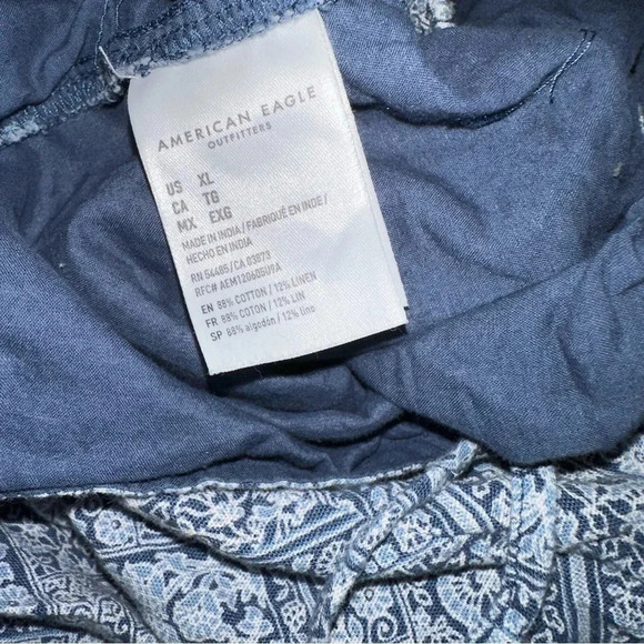 American Eagle XL blue & white boho print‎ crop top & matching pull on skirt - Picture 8 of 10